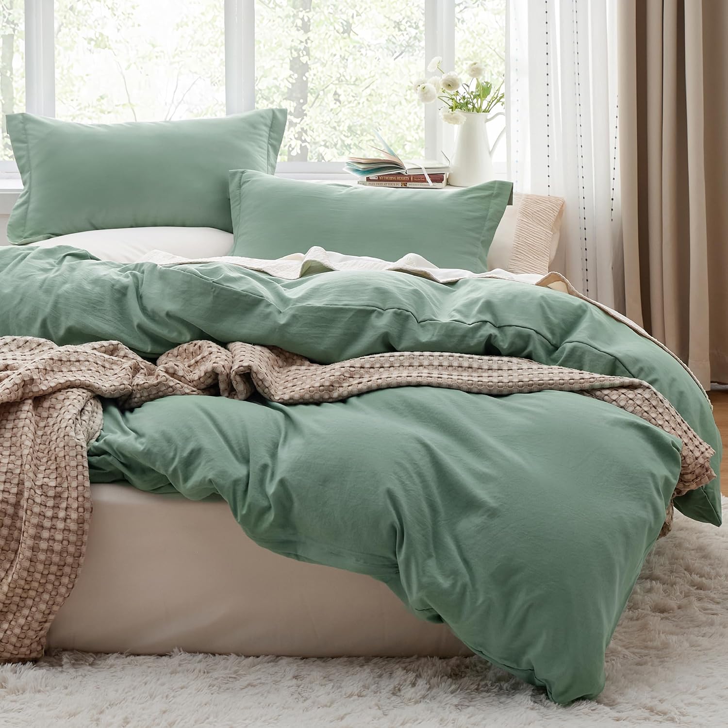 Sage Green Duvet Cover Set (Queen)