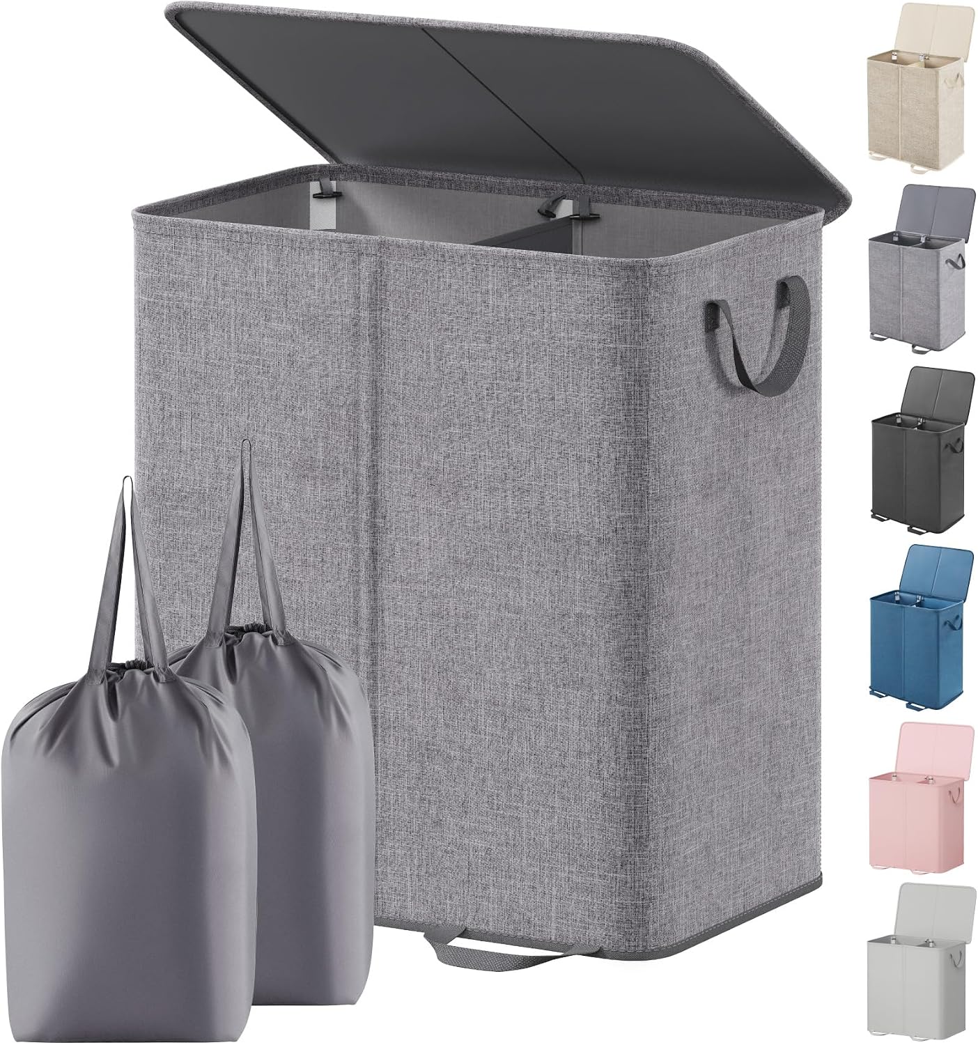 136L Double Laundry Hamper with Lid