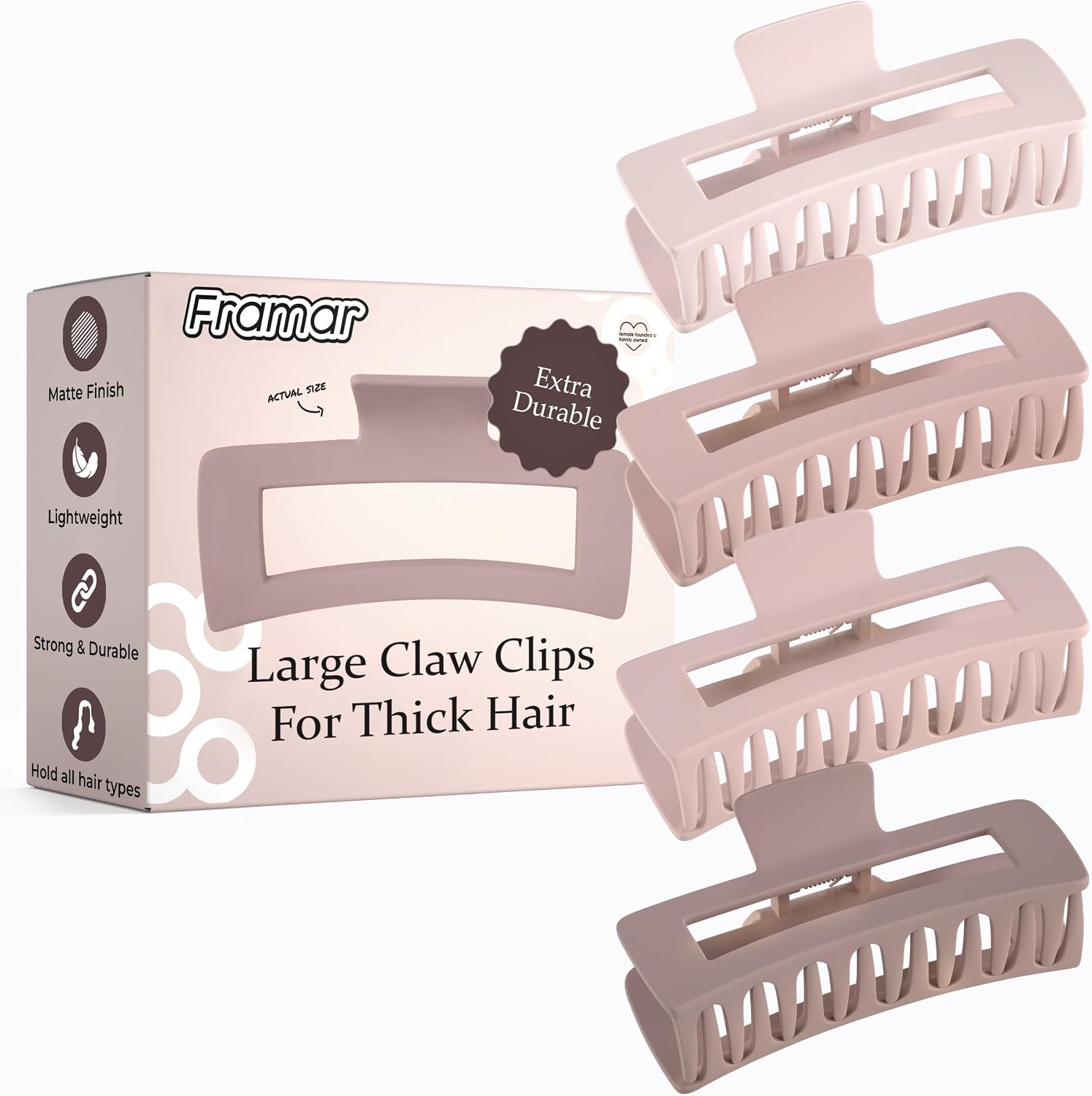 Large Rectangle Claw Clips, 4 Pack