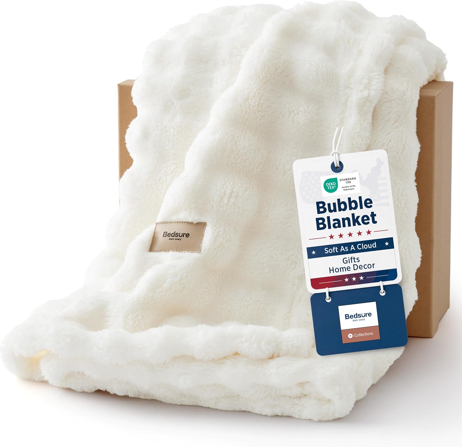 3D Bubble Throw Blanket, Off White