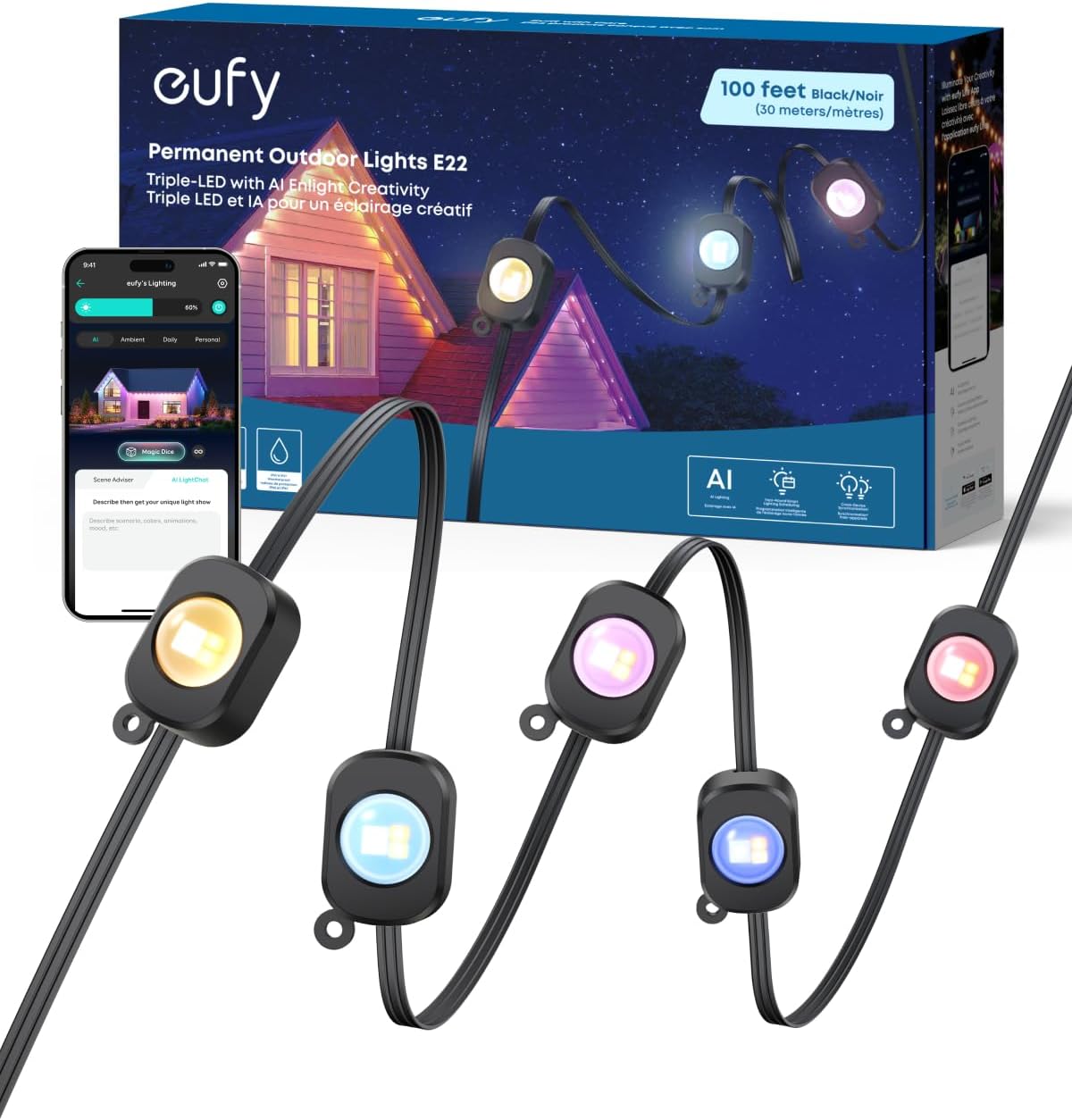 Permanent Outdoor Lights E22 100 ft