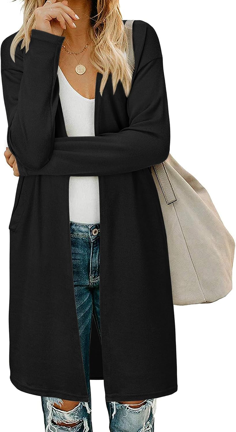 Women's Open Front Long Cardigan