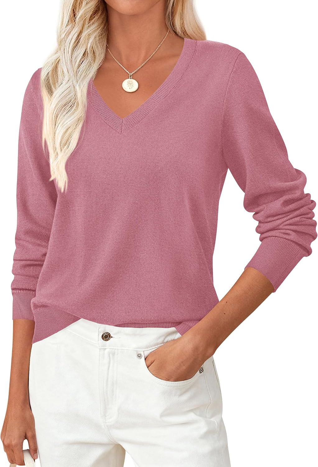 Cozy Knit V-Neck Fall Sweater