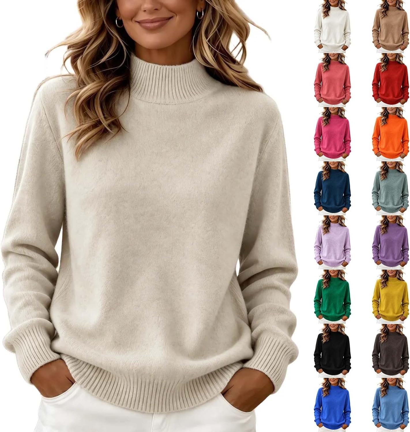 Mock Neck Knit Pullover Sweater